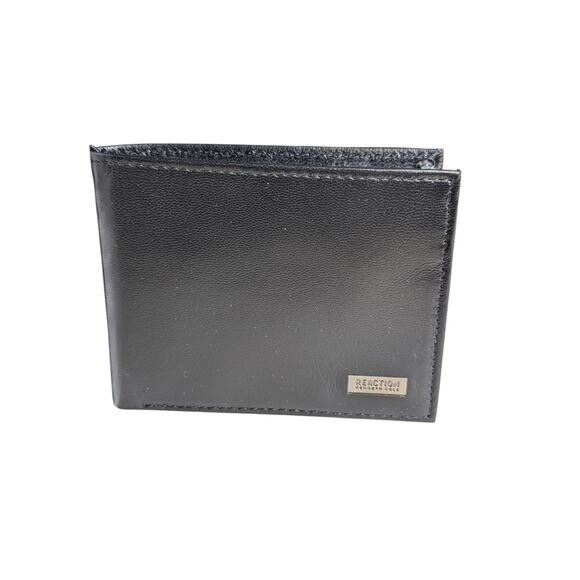 Kenneth Cole Reaction Men's Logo Leather Passcase Wallet Black New Free Shipping - Picture 2 of 8